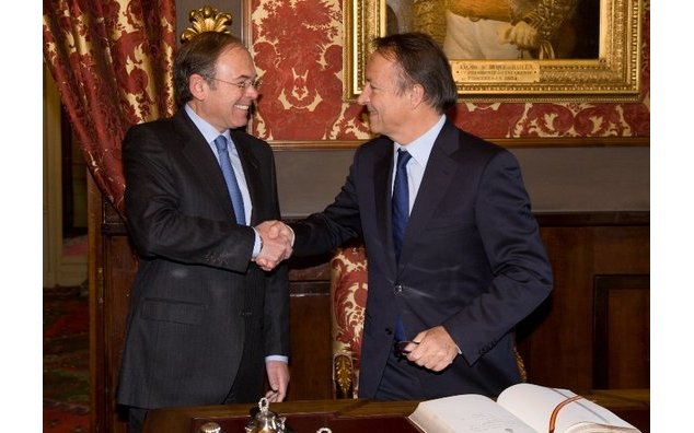 Pío García-Escudero, Président du Sénat espagnol et Jean Pierre Bel, Président du Sénat français © Senado español